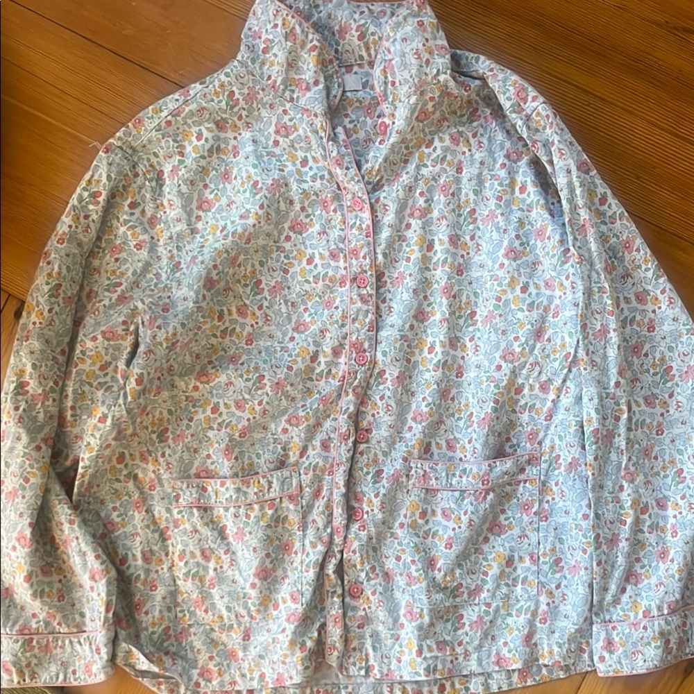 Floral Cotton Button-Front Pajama Top - Pink Multi